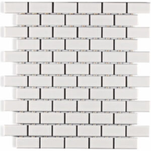 Pastilhas de Porcelana | Retangular | Intercalado | Branco | 2,5x5cm